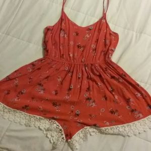 Red lacey Romper